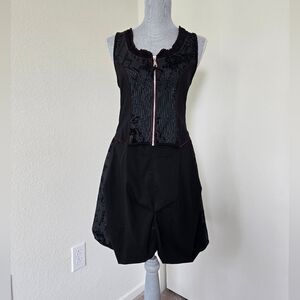 Zone Bleue French Vintage Black Mini Dress Bubble Hem size 3 /Small Wimsical Y2K